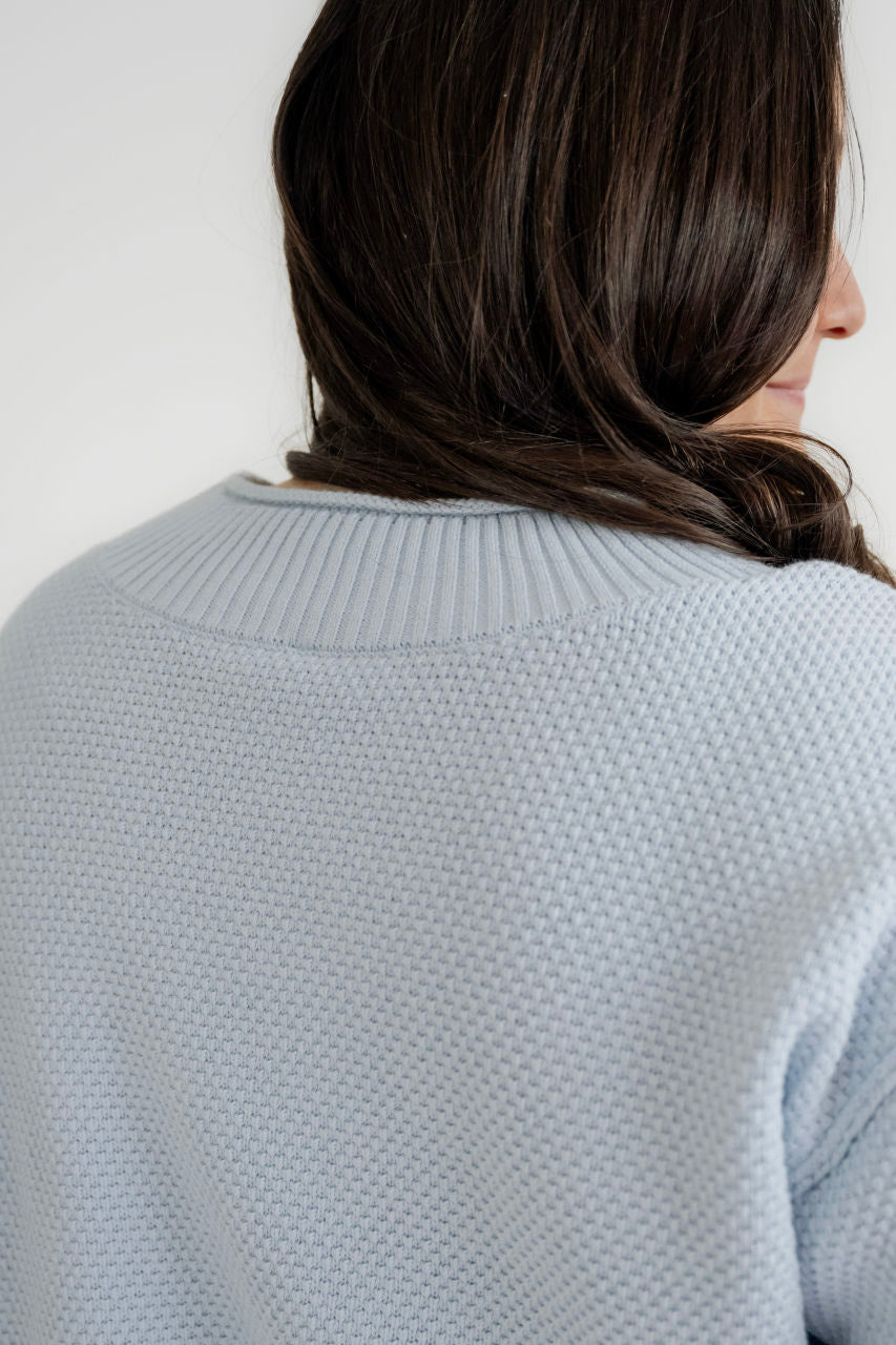 Elliott Waffle Knit Sweater in Sky- FINAL SALE - Womens - Tops - Sweaters