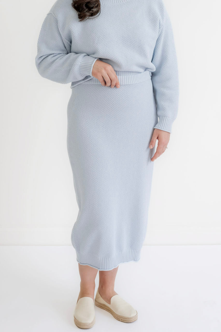 Elliott Waffle Knit Sweater Skirt in Sky- FINAL SALE - Womens - Bottoms - Skirts