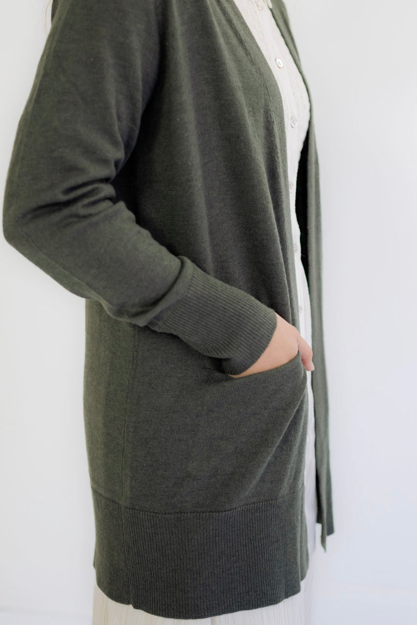 Kacie Open Front Cardigan in Spruce - Kacie Open Front Cardigan in Spruce - S - Salt and Honey