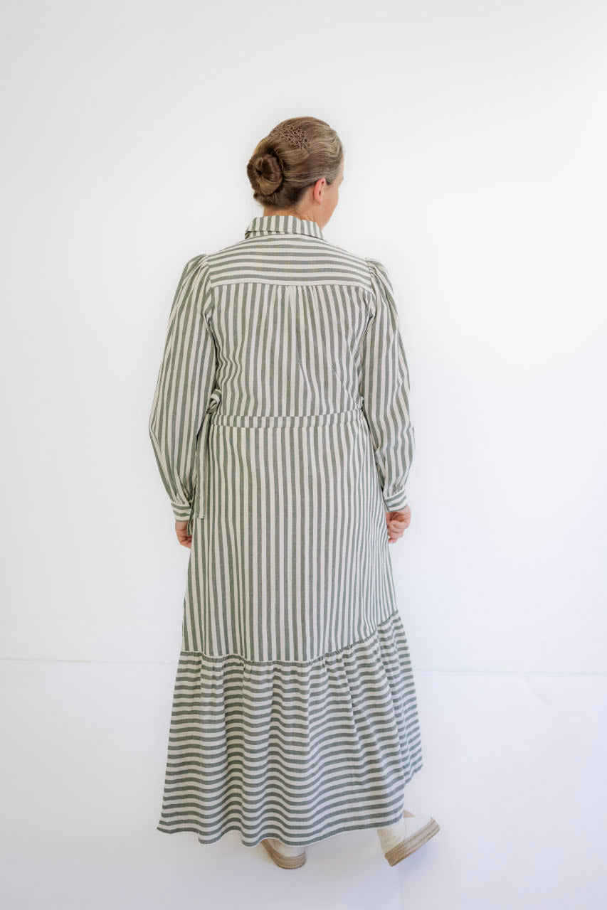 Raleigh Striped Midi Dress in Spruce - FINAL SALE - Raleigh Striped Midi Dress in Spruce - FINAL SALE - S - Salt and Honey
