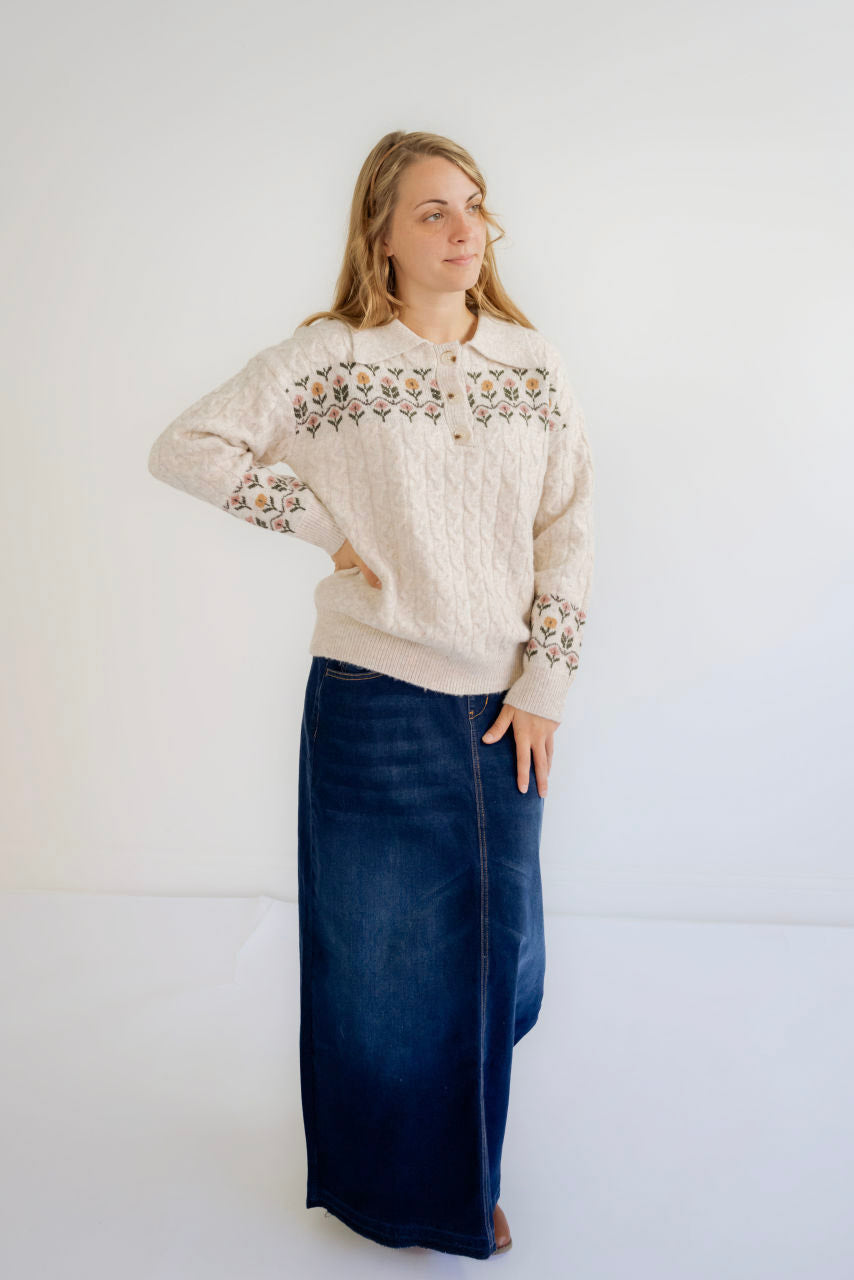 Reese Denim Maxi Skirt in Dark Wash - Reese Denim Maxi Skirt in Dark Wash - S - Salt and Honey