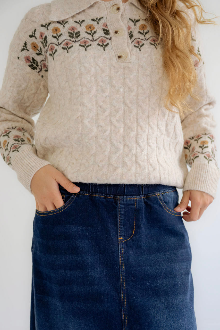 Reese Denim Maxi Skirt in Dark Wash - Reese Denim Maxi Skirt in Dark Wash - S - Salt and Honey