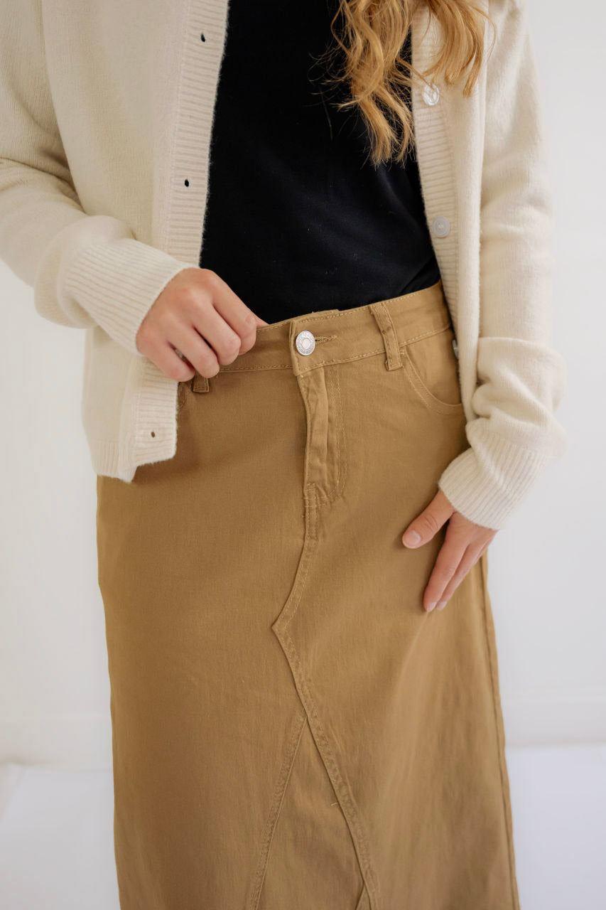 Emersyn Maxi Skirt in Khaki - Emersyn Maxi Skirt in Khaki - S - Salt and Honey