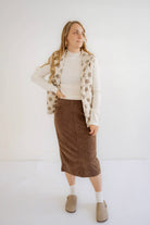 Remy Midi Corduroy Skirt in Pinecone - Remy Midi Corduroy Skirt in Pinecone - S - Salt and Honey