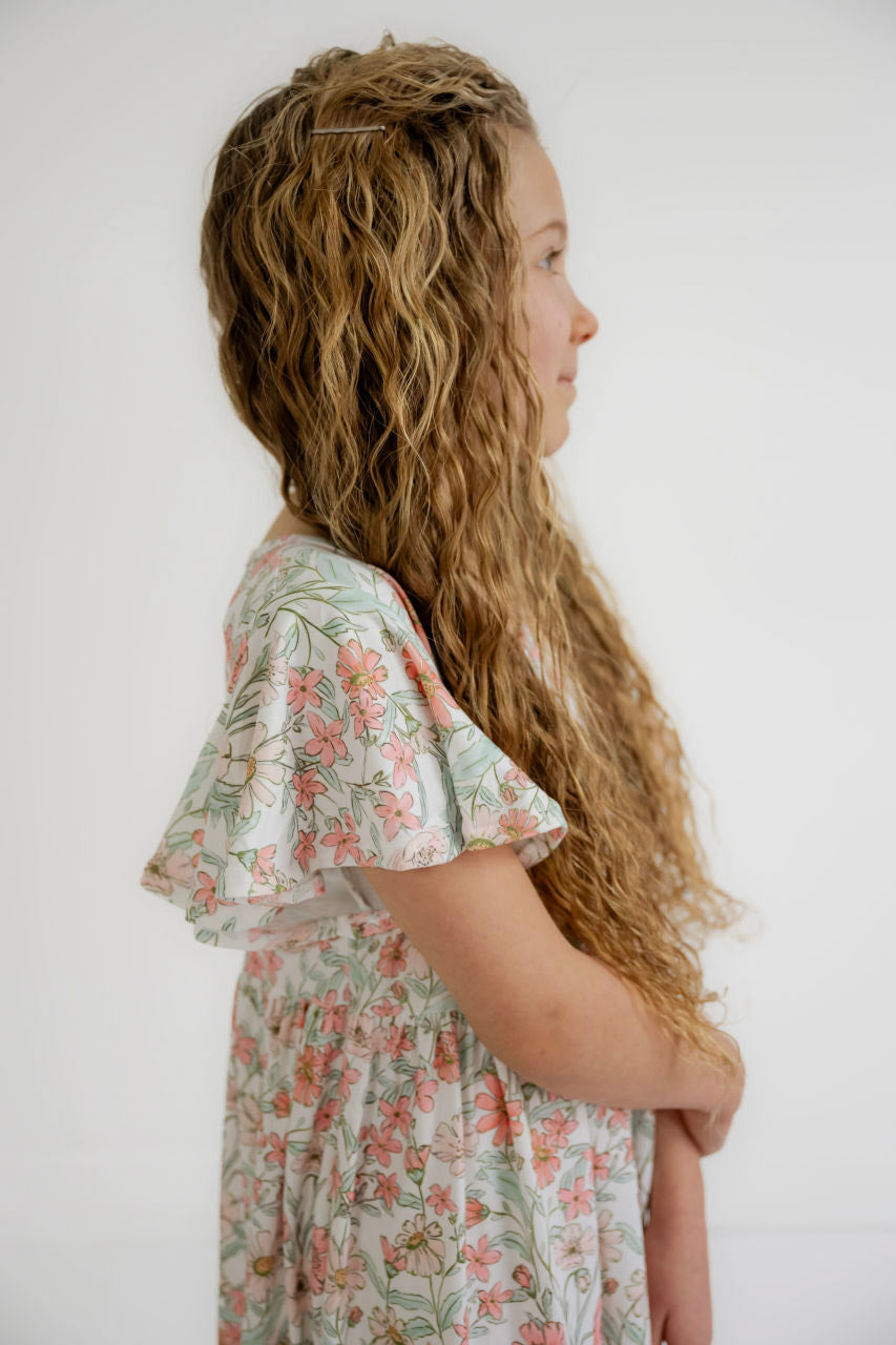 Olivia Girls Midi Dress in Spring Floral