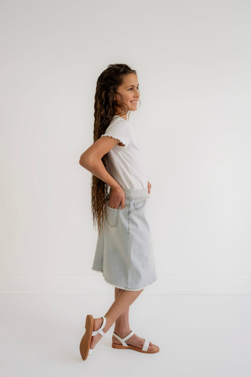 Sara Girls Skirt in Light Wash