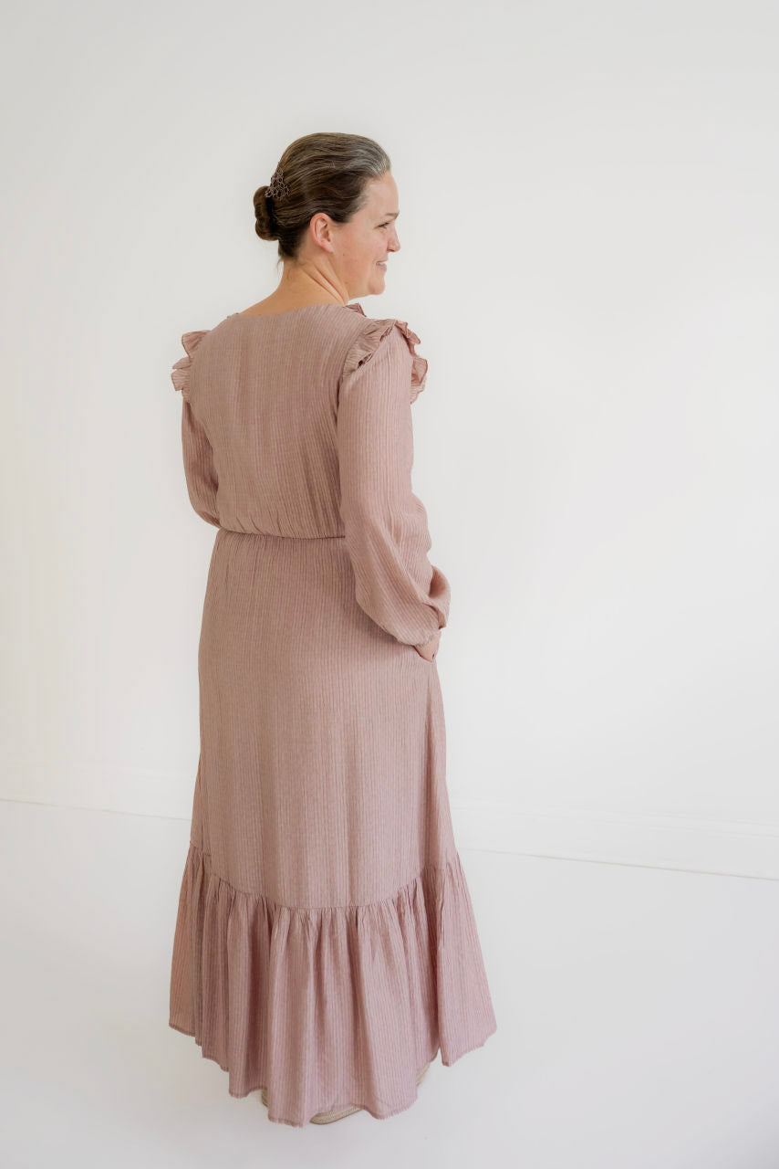 Shaye Textured Midi Dress in Mauve- FINAL SALE - Womens - Dresses