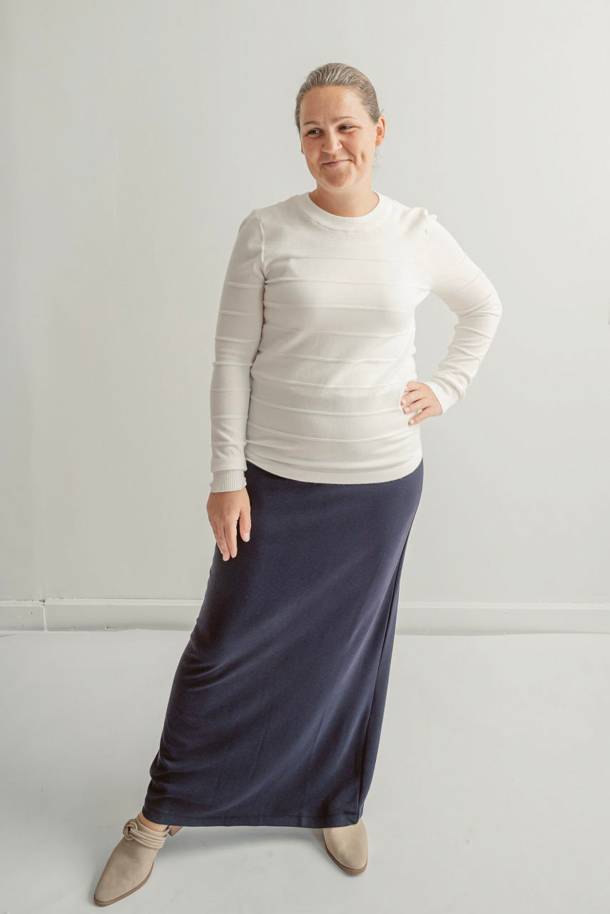 Loretta Knit Maxi Skirt in Navy