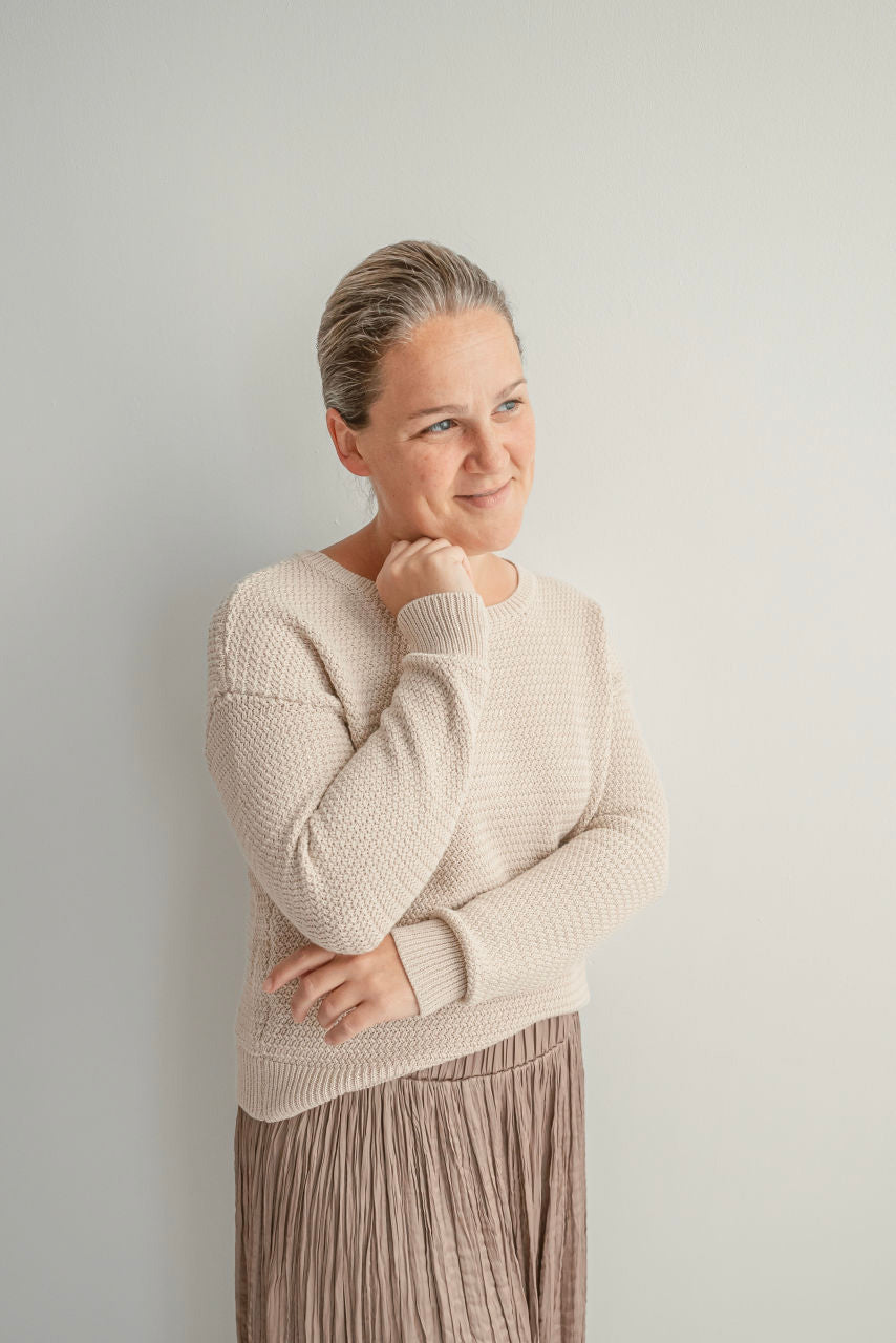 Paulette Waffle Knit Sweater in Natural