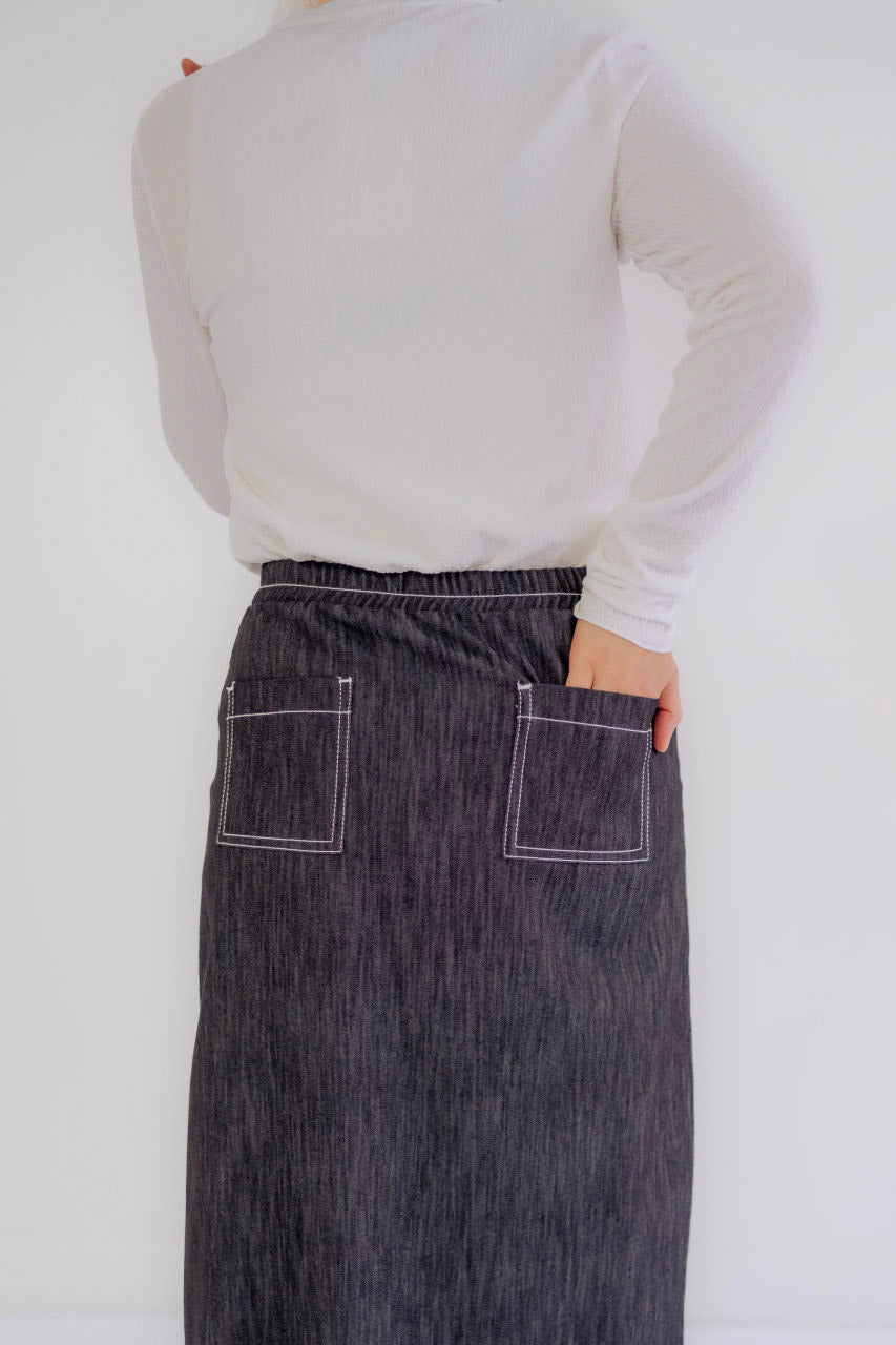 Elsie Classic Denim Skirt in Vintage Black - LIMITED TIME SALE