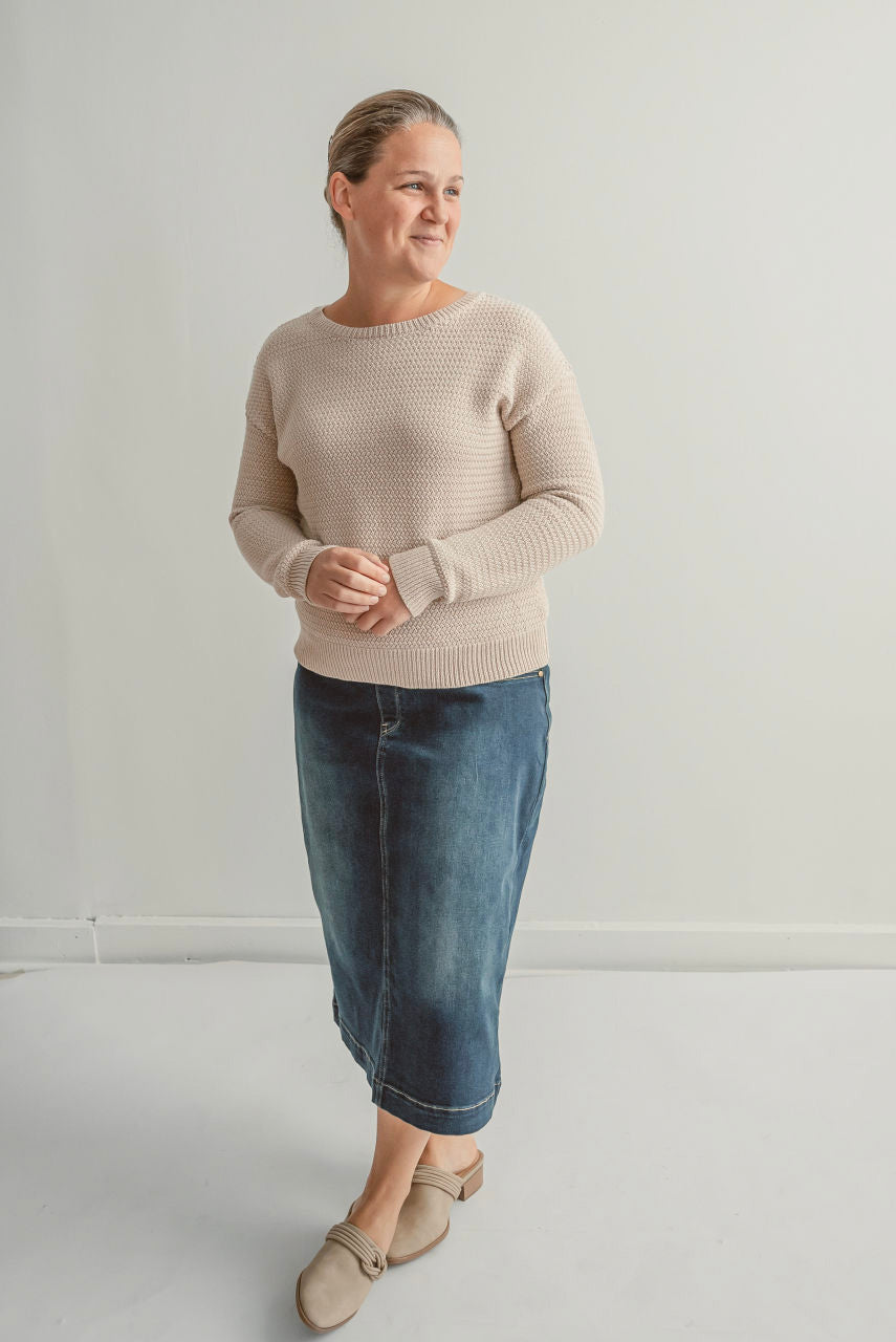 Paulette Waffle Knit Sweater in Natural