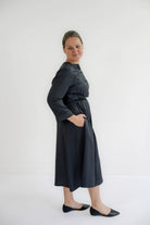 Genova Button Midi Dress in Black- FINAL SALE - Womens - Dresses
