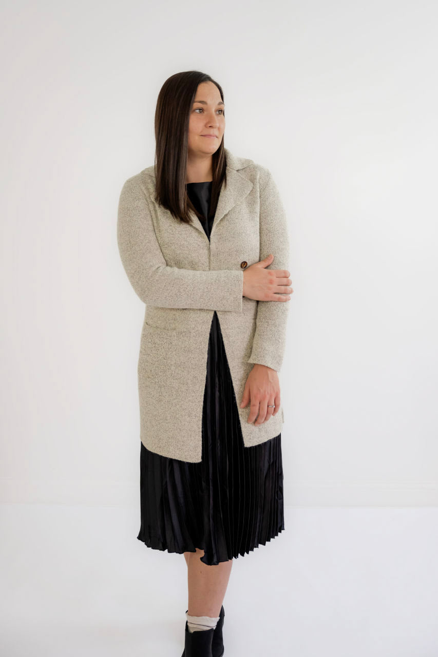 Ingrid Long Knit Blazer in Oatmeal - Ingrid Long Knit Blazer in Oatmeal - S - Salt and Honey