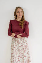 Serena Ribbed Top in Wine- FINAL SALE - Womens - Tops - Shirts