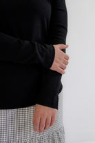 Claire Basic Ribbed Top in Black - Claire Basic Ribbed Top in Black - S - Salt and Honey