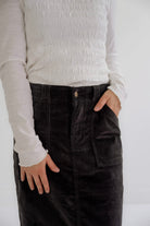 Sullivan Corduroy Maxi Skirt in Charcoal - Sullivan Corduroy Maxi Skirt in Charcoal - 4 - Salt and Honey