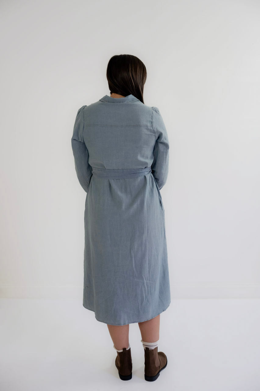 Wrenna Chambray Denim Midi Dress - Wrenna Chambray Denim Midi Dress - S - Salt and Honey