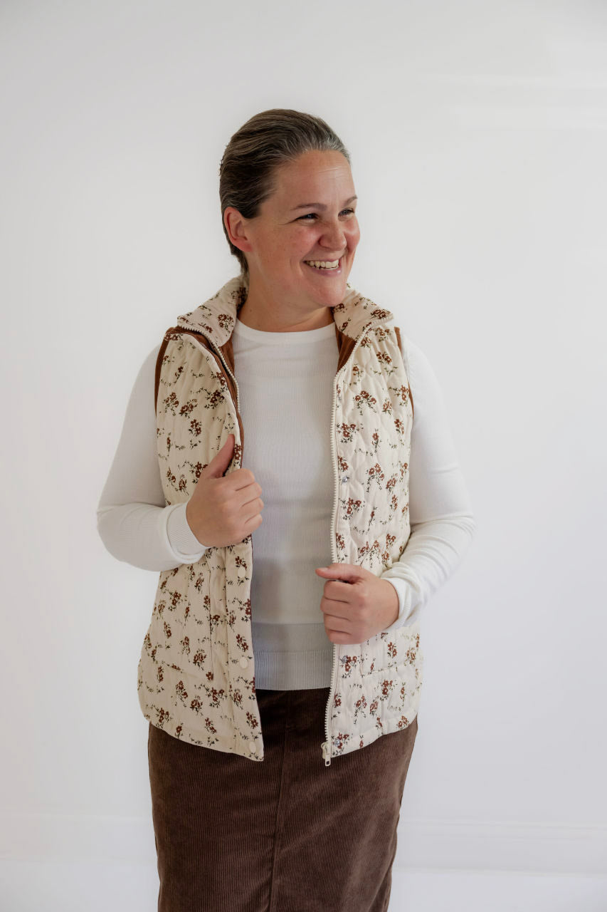 Lorraine Floral Vest in Apricot - Lorraine Floral Vest in Apricot - S - Salt and Honey