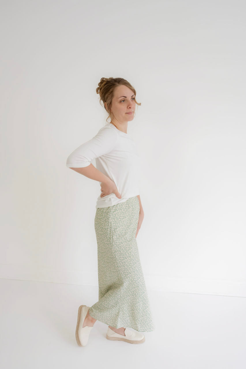 Cicily Ditsy Floral Skirt in Soft Sage