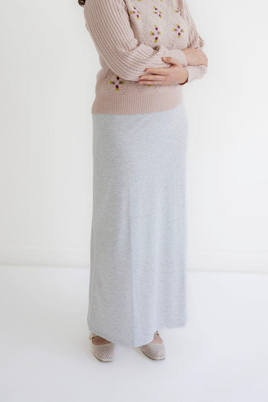 Clarise Knit Maxi Skirt in Heather Gray