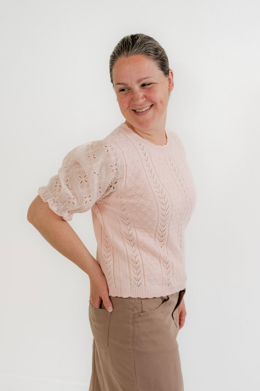 Vienna Textured Knit Top in Garden Pink