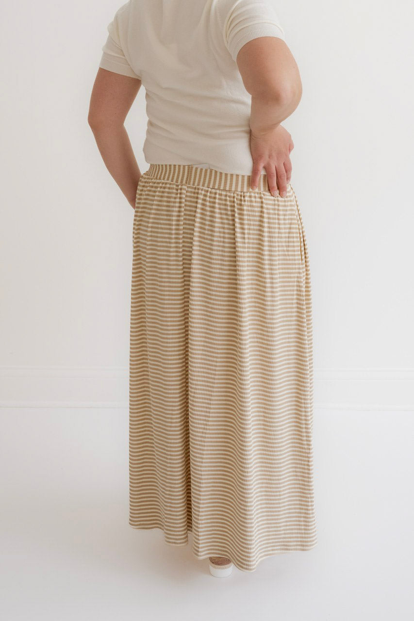 Hadassah Striped Knit Skirt in Beige - Womens - Bottoms - Skirts