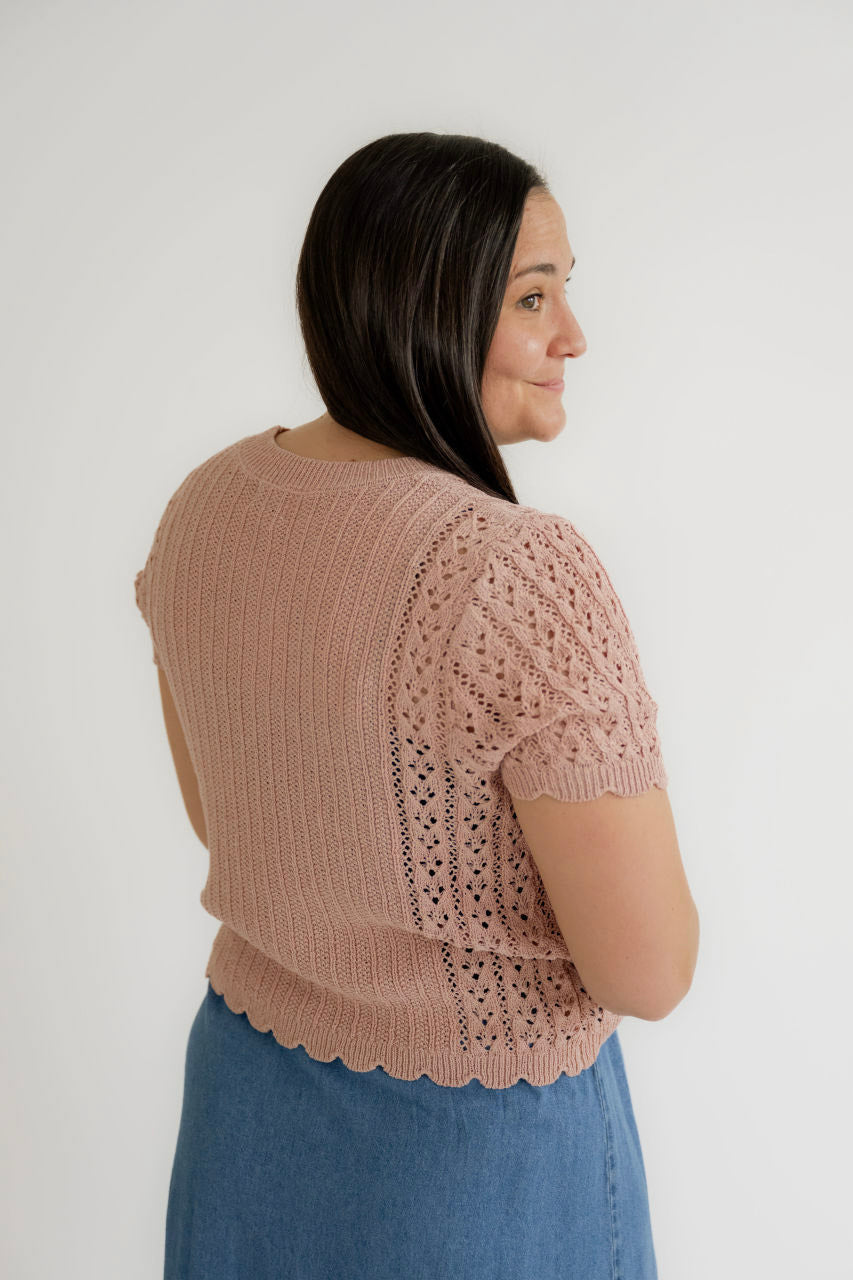 Mia Pointelle Sweater Top in Mauve - Womens - Tops - Sweaters