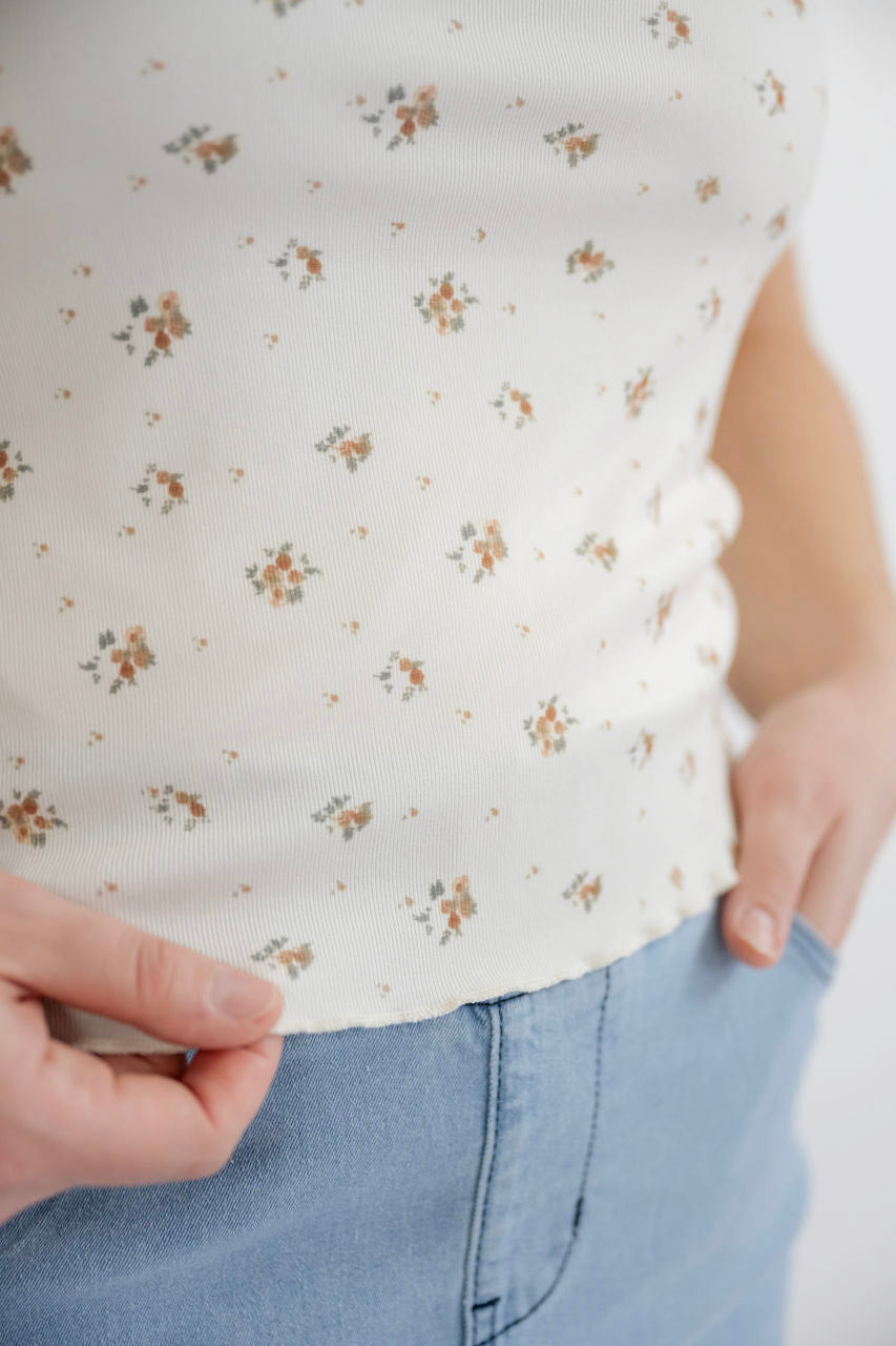 Leigh Floral Knit Top in Cream - Womens - Tops - Shirts