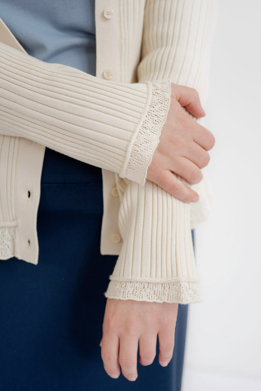 Vanessa Ribbed Button Sweater in Natural- FINAL SALE - Womens - Outerwear - Cardigans