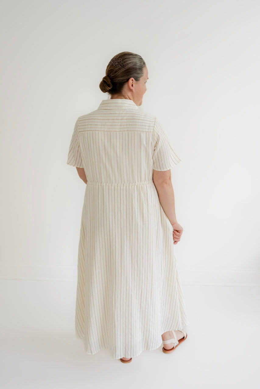 Hollis Striped Shirt Dress in Taupe