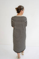 Emmett Knit Midi Dress in Black Stripes- FINAL SALE - Womens - Dresses