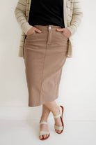 Rhodes Twill Midi Skirt in Sandstone - Womens - Bottoms - Skirts