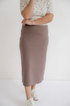 Quinn Knit Midi Skirt in Taupe- FINAL SALE - Womens - Bottoms - Skirts