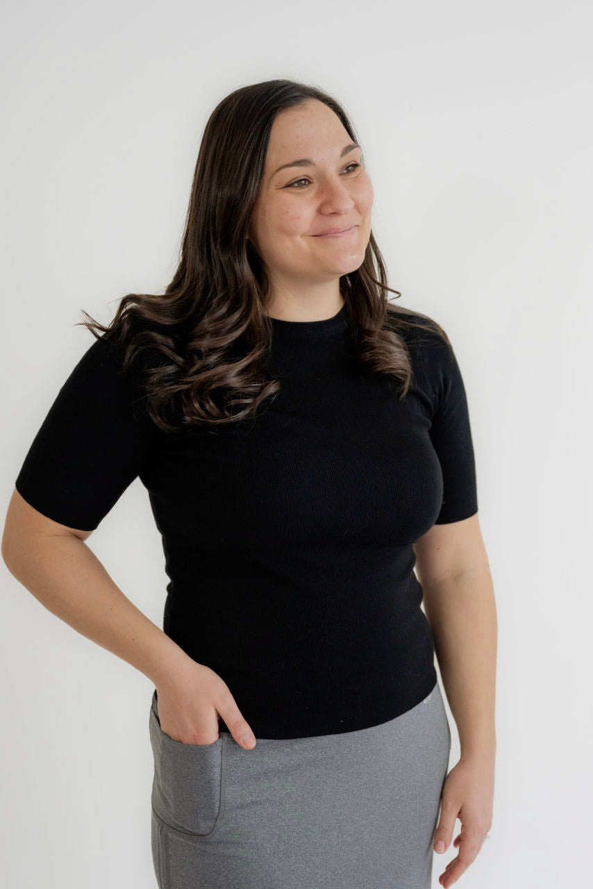 Benson Ribbed Knit Top in Black - Womens - Tops - Layering