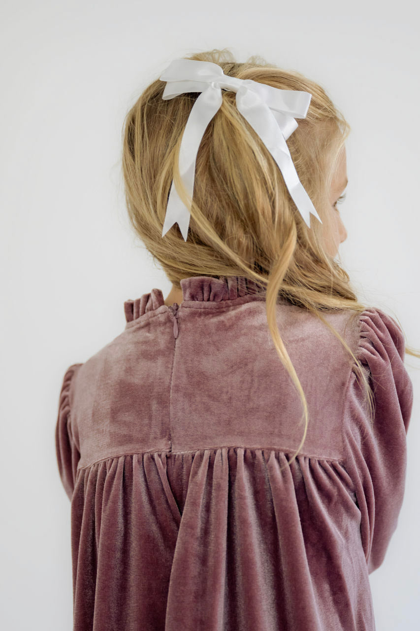 Noelle Girls Smocked Velvet Holiday Dress in Plum - Noelle Girls Smocked Velvet Holiday Dress in Plum - 2T - Salt and Honey