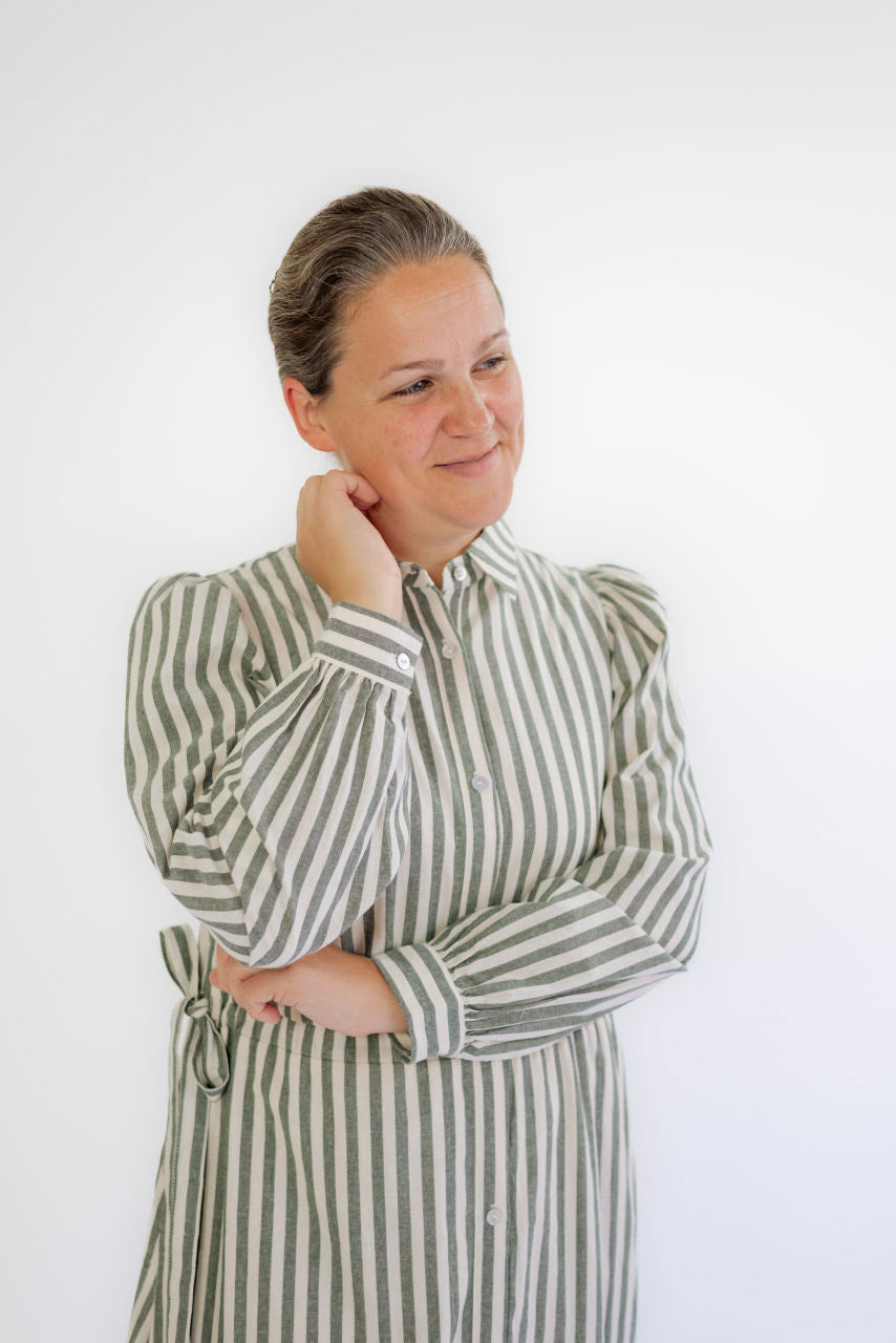 Raleigh Striped Midi Dress in Spruce - FINAL SALE - Raleigh Striped Midi Dress in Spruce - FINAL SALE - S - Salt and Honey