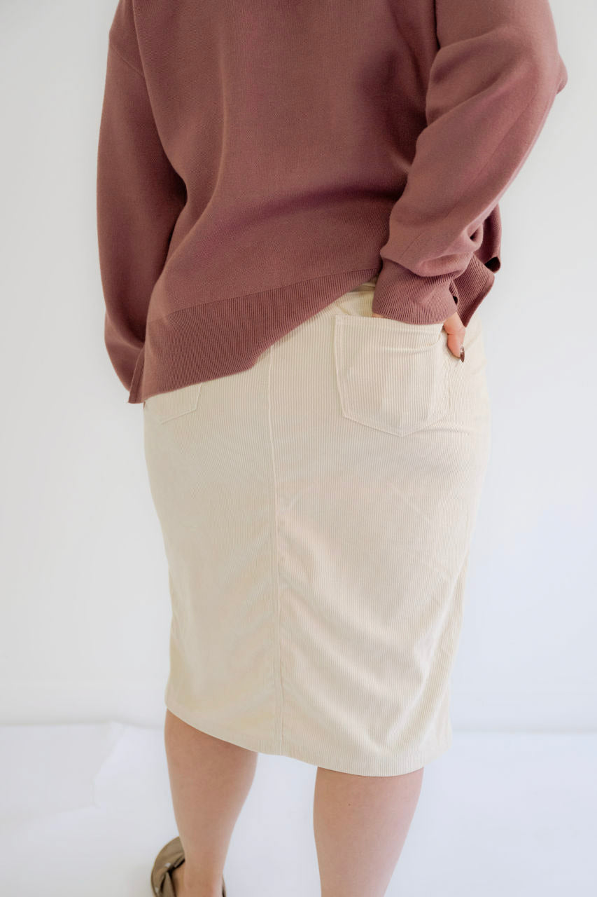 Remy Corduroy Skirt in Almond - Remy Corduroy Skirt in Almond - S - Salt and Honey