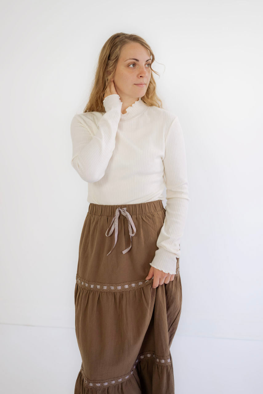 Zaria Ribbed Top in Ivory - Zaria Ribbed Top in Ivory - S - Salt and Honey