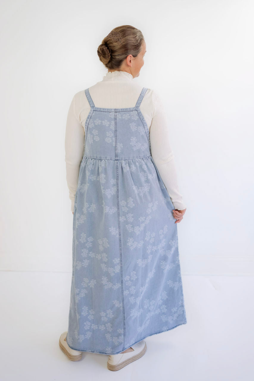 Bali Denim Floral Jumper Dress - Bali Denim Floral Jumper Dress - S - Salt and Honey