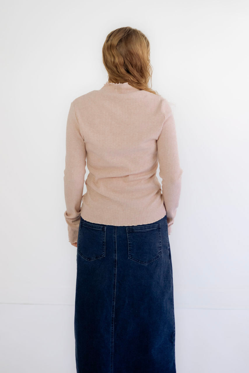 Zaria Ribbed Top in Pink Melange - Zaria Ribbed Top in Pink Melange - S - Salt and Honey