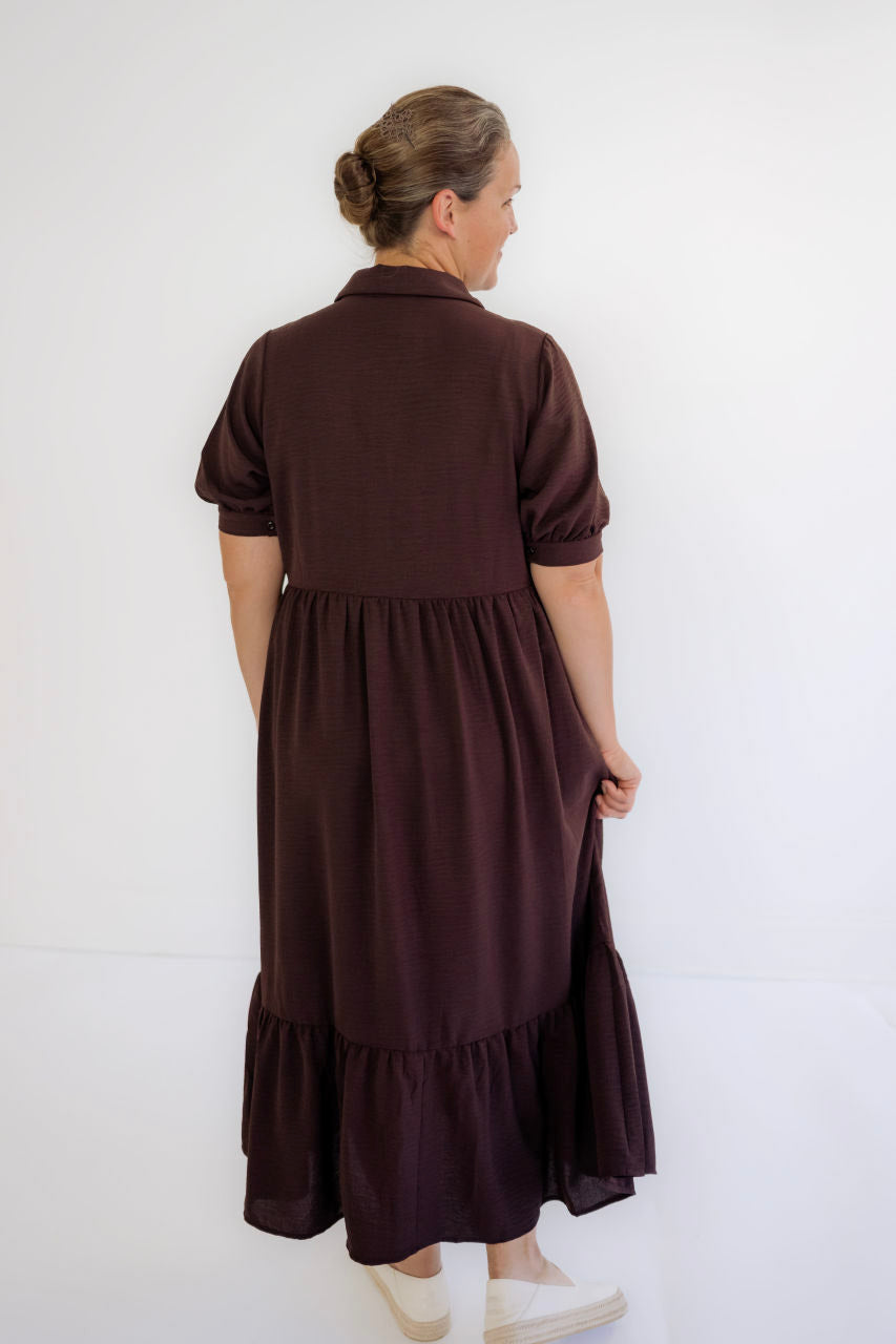 Portlyn Button Midi Dress in Espresso - FINAL SALE - Portlyn Button Midi Dress in Espresso - FINAL SALE - XS - Salt and Honey