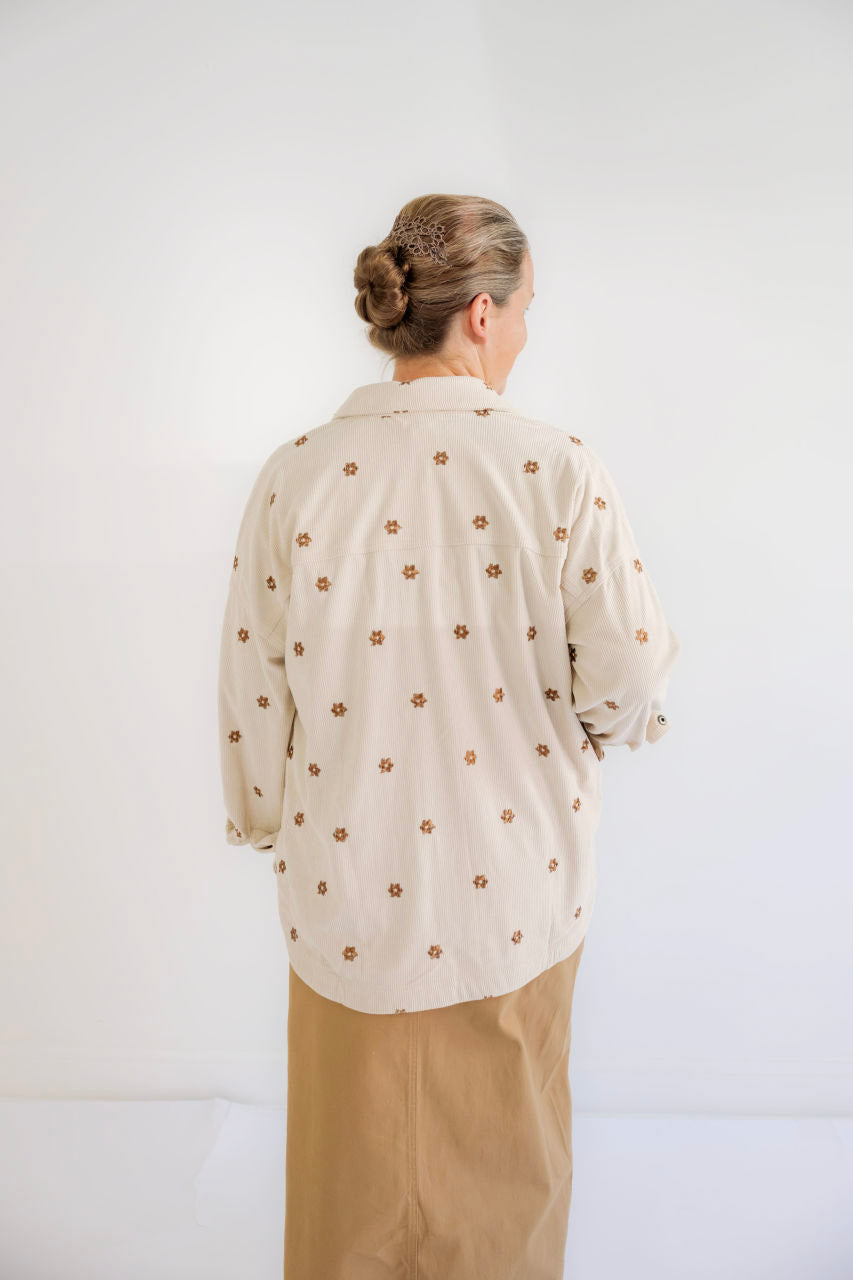 Winona Corduroy Floral Jacket in Ecru - Winona Corduroy Floral Jacket in Ecru - S - Salt and Honey
