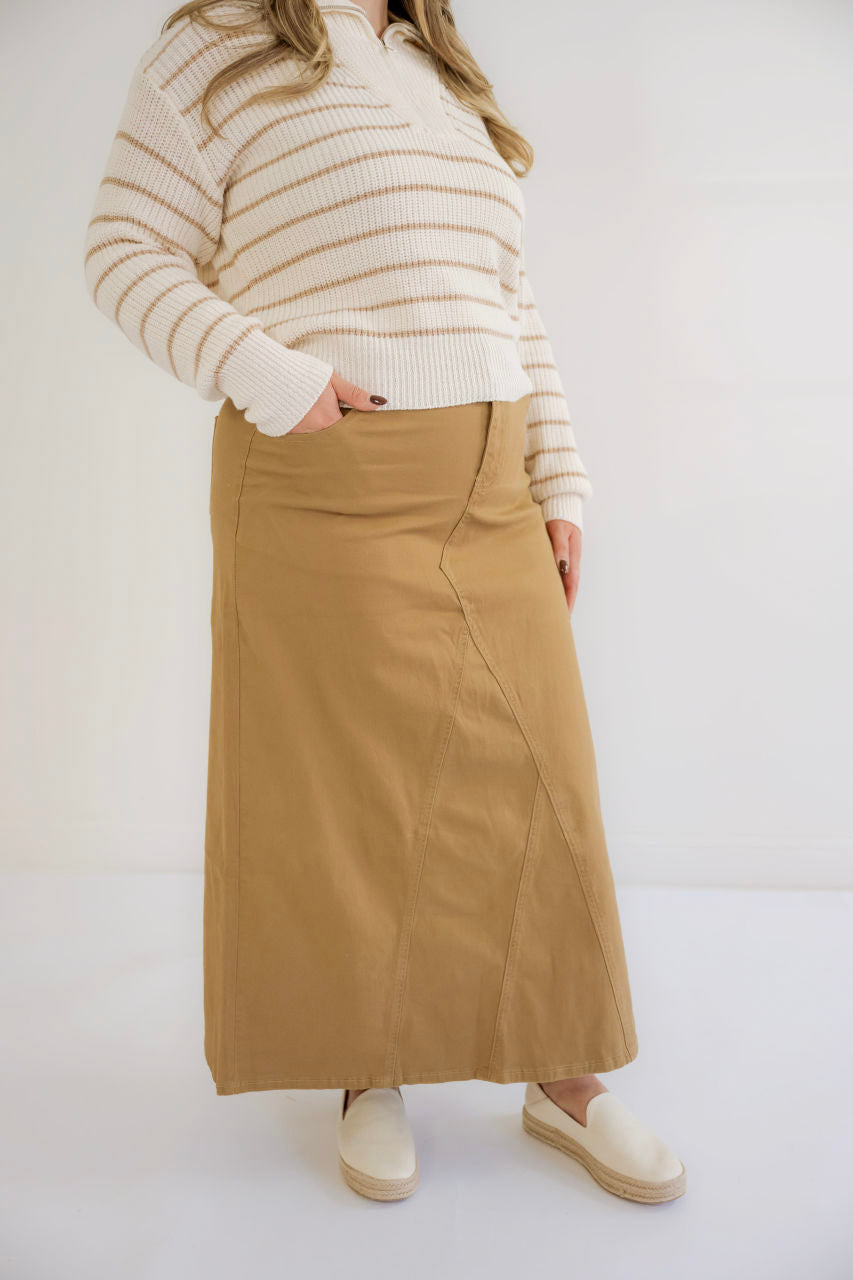 Emersyn Maxi Skirt in Khaki - Emersyn Maxi Skirt in Khaki - S - Salt and Honey