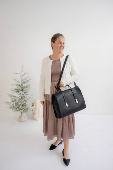 Large Leather Tote Bag Purse in Black - Large Leather Tote Bag Purse in Black - Default Title - Salt and Honey