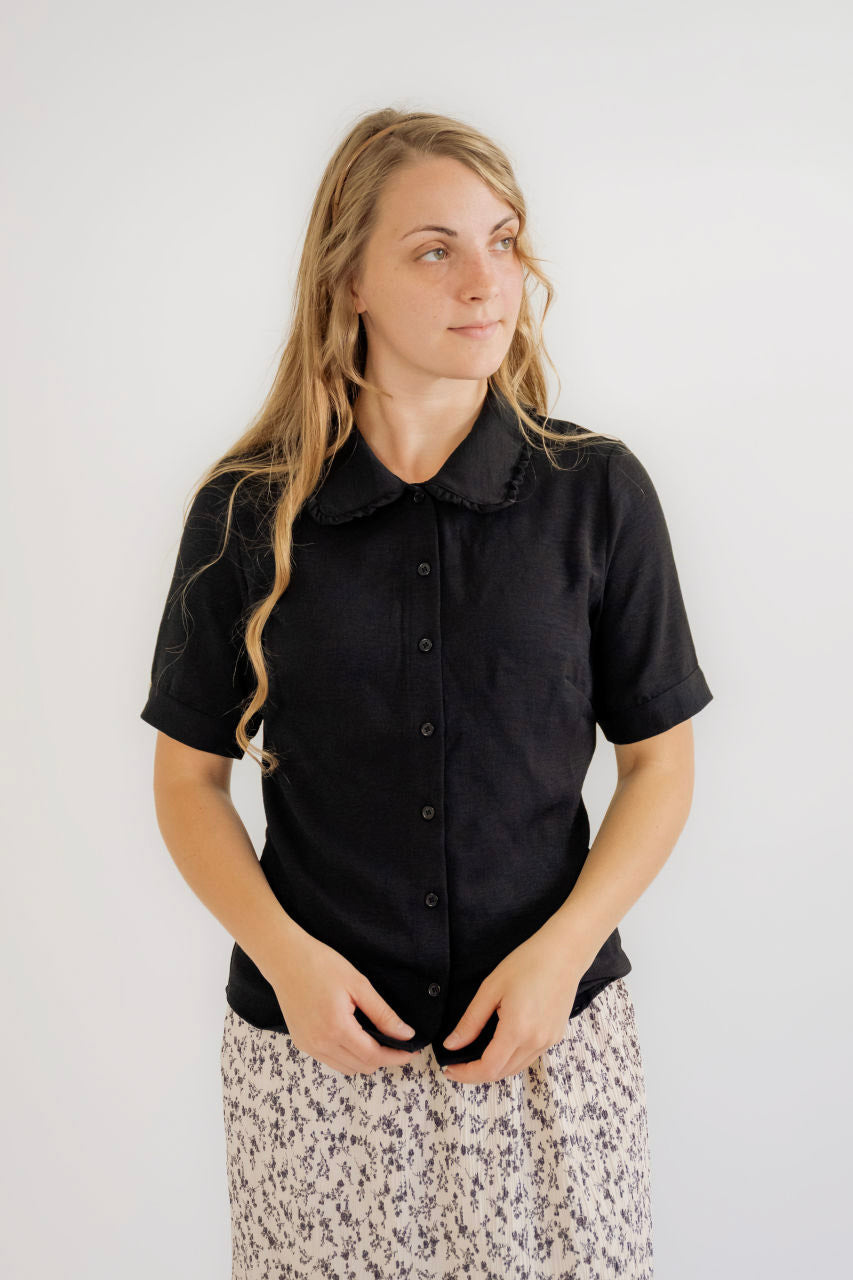 Lillian Peter Pan Top in Black - Lillian Peter Pan Top in Black - XS - Salt and Honey