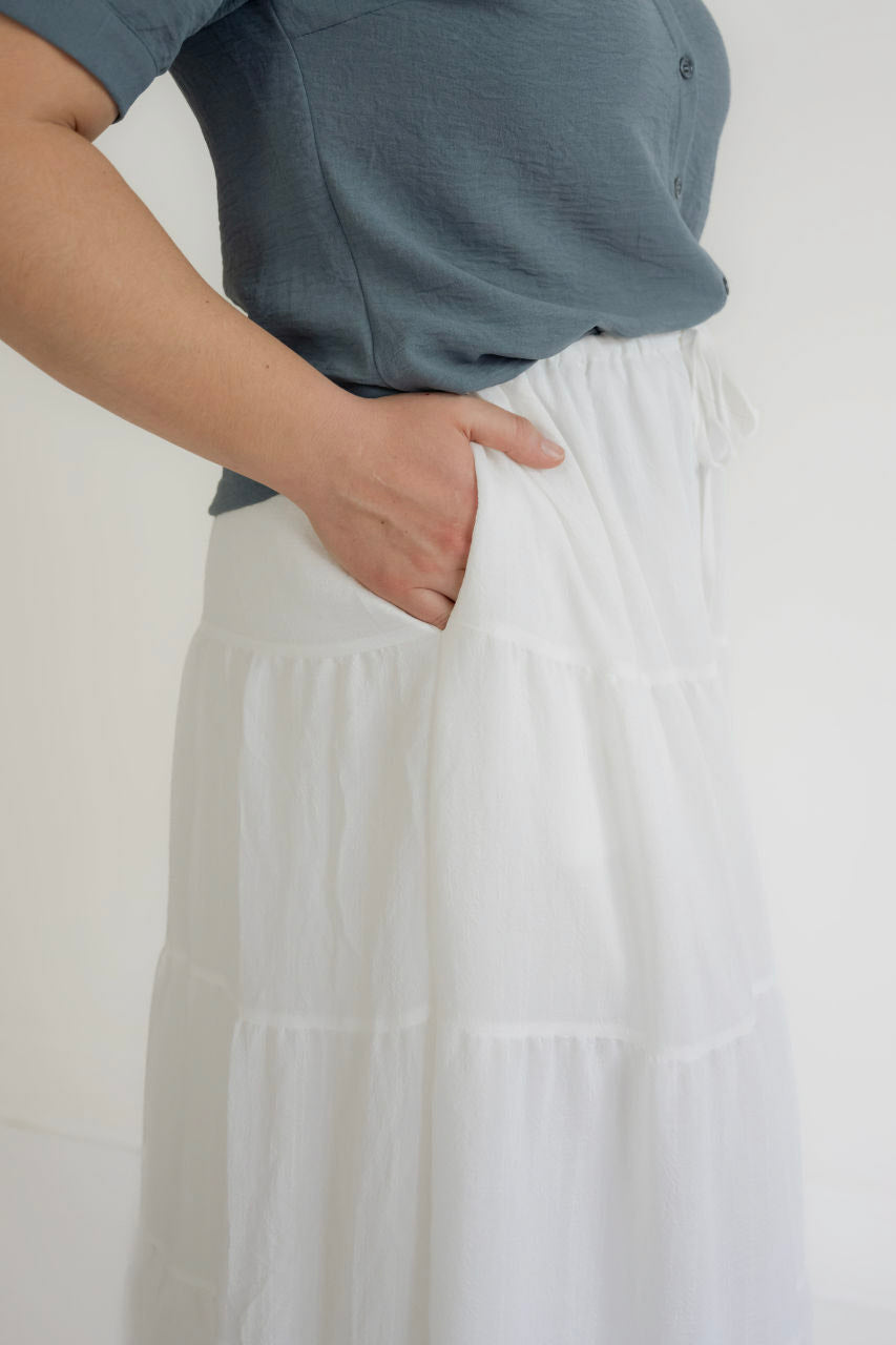 Isla Cotton Gauze Maxi Skirt in Ivory