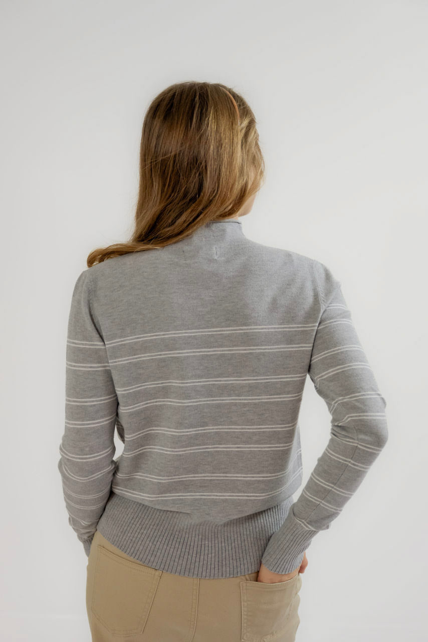 Avon Knit Striped Sweater in Heather Gray - Avon Knit Striped Sweater in Heather Gray - S - Salt and Honey