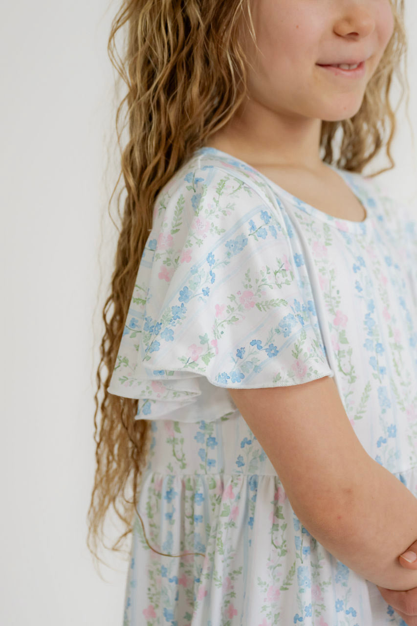 Olivia Girls Midi Dress in Pastel Floral