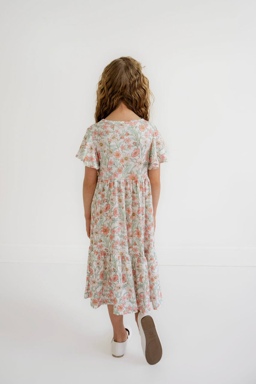 Olivia Girls Midi Dress in Spring Floral - Girls - Dresses