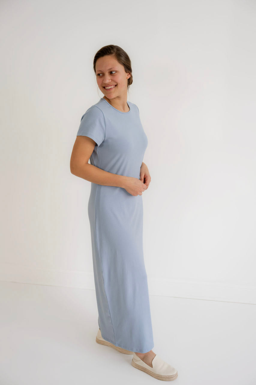 Elle Knit T-Shirt Dress in Sky Blue- FINAL SALE - Womens - Dresses